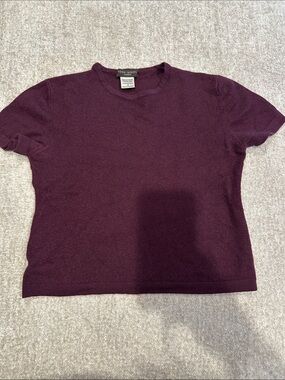 Henri Bendel Classic Short Sleeve Tee in Plum